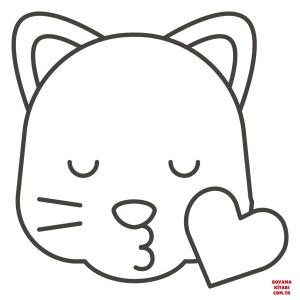 Kedi boyama sayfası, Cat coloring page, , Cats Kissing Cat Face