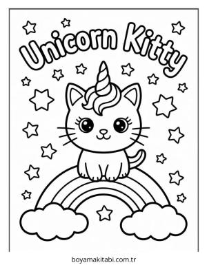 Kedi boyama sayfası – PDF indir, sevimli karakter