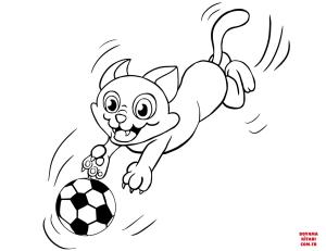 Kedi boyama sayfası, Cat coloring page, , Cats Cat Chasing The Ball