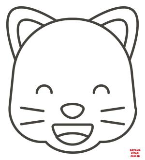 Kedi boyama sayfası, Cat coloring page, , Cats Grinning Cat Face With Smiling Eyes