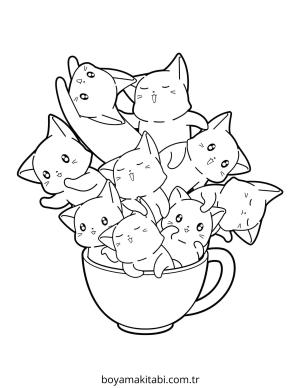Kedi boyama sayfası – evde etkinlik, ücretsiz yazdır