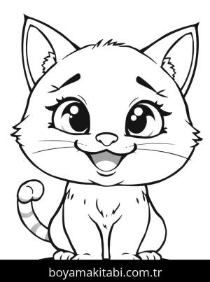 Kedi boyama sayfası, Cat coloring page, , 11)