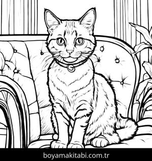 Kedi boyama sayfası, Cat coloring page, , 13)