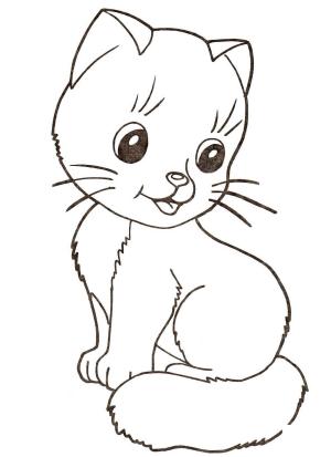 Kedi boyama sayfası, Cat coloring page, , Cats Cute Little Kitten