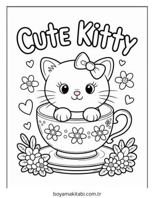 Kedi boyama sayfası – boyama etkinliği, çocuk aktivitesi