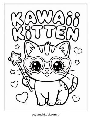Kedi boyama sayfası – okul öncesi, evde etkinlik