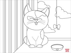 Kedi boyama sayfası, Cat coloring page, , Cats Cute Cat