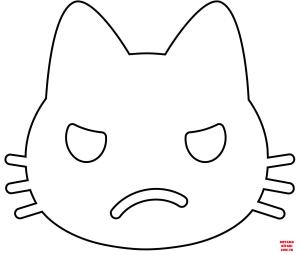 Kedi boyama sayfası, Cat coloring page, , Cats Pouting Cat Emoji