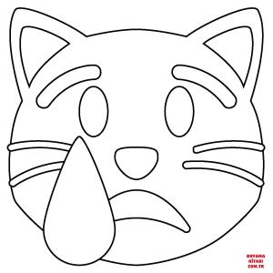 Kedi boyama sayfası, Cat coloring page, , Cats Crying Cat Emoji