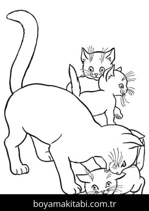 Kedi boyama sayfası – eğitici aktivite, yaratıcılık