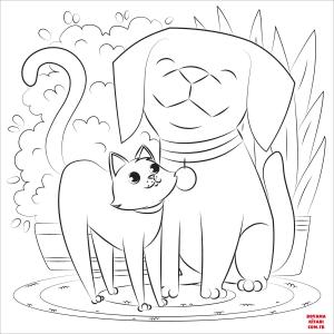 Kedi boyama sayfası, Cat coloring page, , Cats Dog And Cat