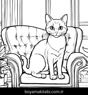 Kedi boyama sayfası, Cat coloring page, , 30)