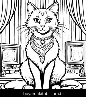 Kedi boyama sayfası, Cat coloring page, , 25)