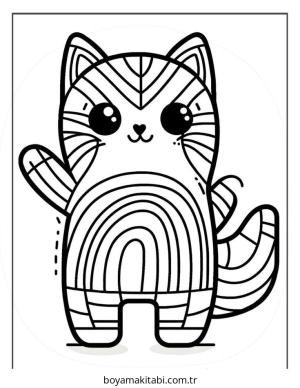 Kedi boyama sayfası – PDF indir, sevimli karakter