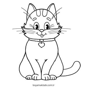 Kedi boyama sayfası – sanatsal çalışma, çocuklar için