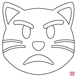 Kedi boyama sayfası, Cat coloring page, , Cats Pouting Cat Emoji