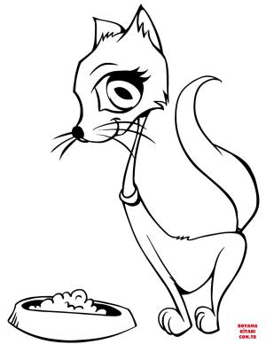 Kedi boyama sayfası, Cat coloring page, , Cats Cat With Catfood