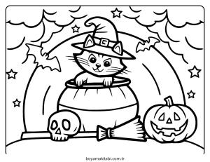 Kedi boyama sayfası – eğitici aktivite, yaratıcılık