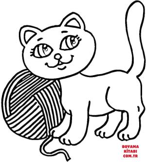 Kedi boyama sayfası, Cat coloring page, , Cats Kitty And Yarn