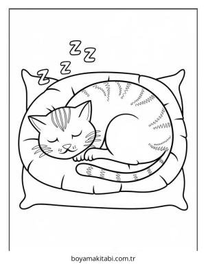Kedi boyama sayfası – el becerilerini geliştirir, boyama çalışması