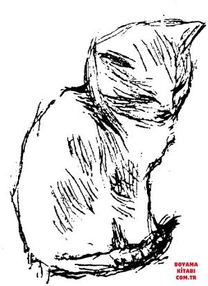 Kedi boyama sayfası, Cat coloring page, , Cats Hand Drawing Of Cat