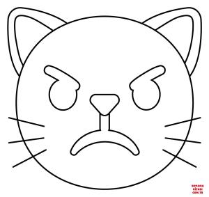 Kedi boyama sayfası, Cat coloring page, , Cats Pouting Cat Emoji