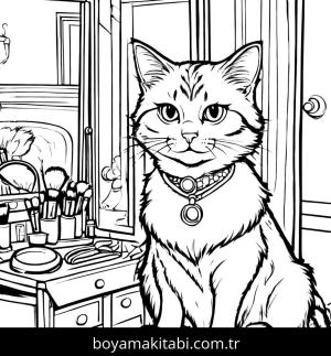 Kedi boyama sayfası, Cat coloring page, , 2)