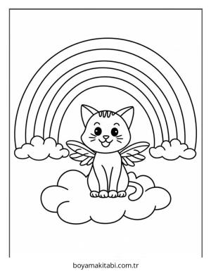 Kedi boyama sayfası – eğlenceli etkinlik, el becerilerini geliştirir