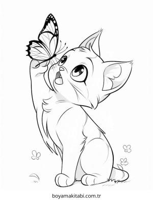 Kedi boyama sayfası – boyama çalışması, yaratıcılığı geliştirir