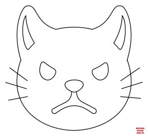 Kedi boyama sayfası, Cat coloring page, , Cats Pouting Cat Emoji