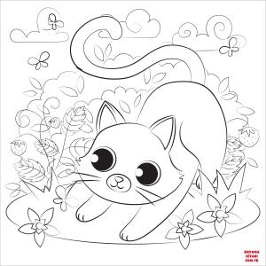 Kedi boyama sayfası, Cat coloring page, , Cats Kitten