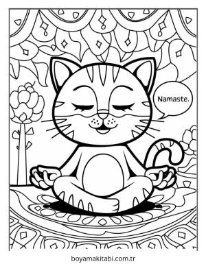 Kedi boyama sayfası – çocuk aktivitesi, PDF indir