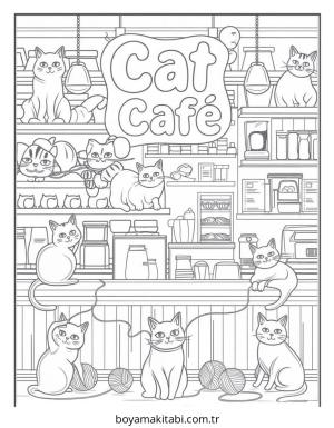 Kedi boyama sayfası – sanatsal çalışma, çocuklar için