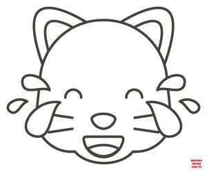 Kedi boyama sayfası, Cat coloring page, , Cats Cat Face With Tears Of Joy