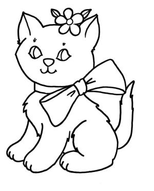 Kedi boyama sayfası, Cat coloring page, Yay Ile Kedi, 