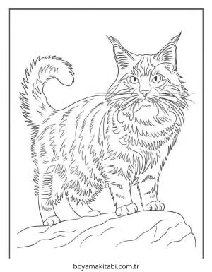 Kedi boyama sayfası – eğlenceli etkinlik, el becerilerini geliştirir