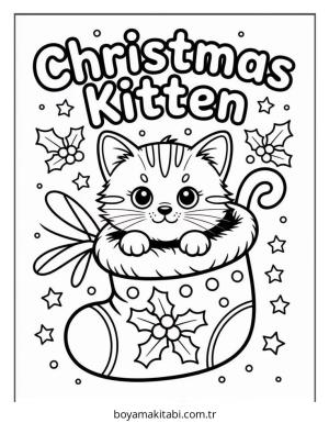 Kedi boyama sayfası – kolay boyama, eğitici aktivite
