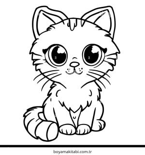 Kedi boyama sayfası – eğlenceli etkinlik, el becerilerini geliştirir