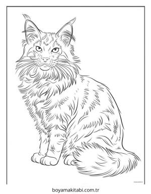Kedi boyama sayfası – çocuklar için, çizgi film temalı