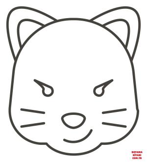 Kedi boyama sayfası, Cat coloring page, , Cats Cat Face With Wry Smile