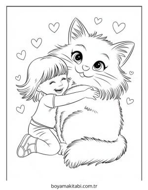 Kedi boyama sayfası – basit çizim, kolay boyama