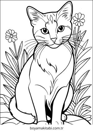 Kedi boyama sayfası – çocuklar için, çizgi film temalı
