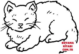 Kedi boyama sayfası, Cat coloring page, , Cats Lazy Cat