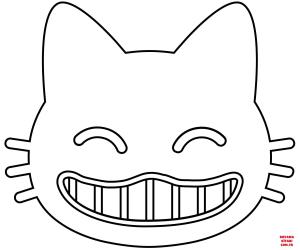 Kedi boyama sayfası, Cat coloring page, , Cats Grinning Cat With Smiling Eyes Emoji