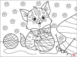 Kedi boyama sayfası, Cat coloring page, , Cats Kitten