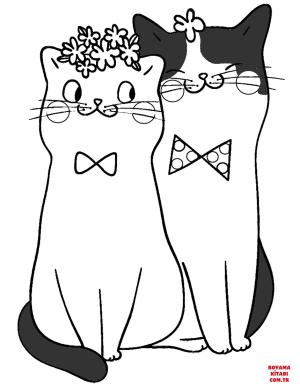 Kedi boyama sayfası, Cat coloring page, , Cats Cats In Love