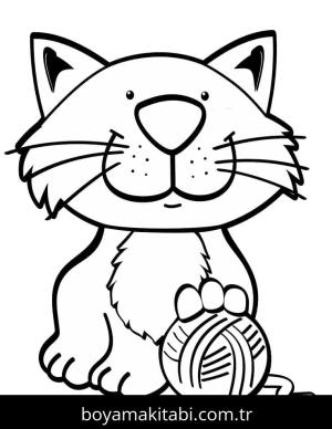 Kedi boyama sayfası – el becerilerini geliştirir, boyama çalışması