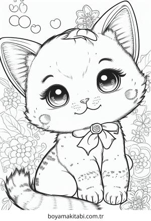 Kedi boyama sayfası – eğitici aktivite, yaratıcılık