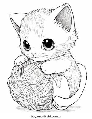 Kedi boyama sayfası – basit çizim, kolay boyama