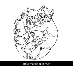 Kedi boyama sayfası – çocuklar için, çizgi film temalı